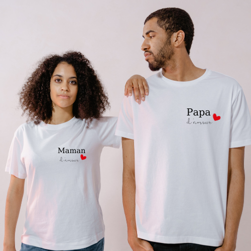 T-shirt Adulte Personnalisable – "MAMAN D'AMOUR"